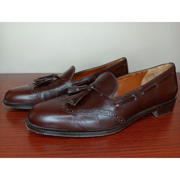 Salvatore Ferragamo Studio Tassel Loafers Size 8.5 D Brown Leather Made In Italy - Picture 1 of 7